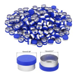 PATIKIL 13mm Flip Off Caps, 200 Pcs Flip Off Caps Flip Off Seals Flip Off Vial Seals Plastic Aluminum Caps Cover for Glass Vial, Blue