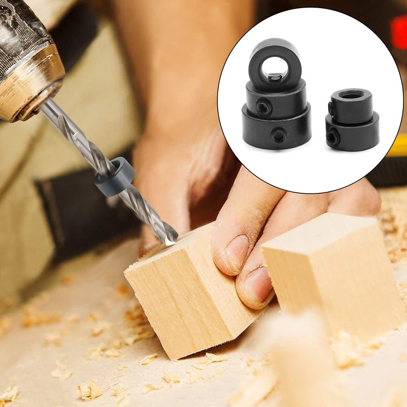 Jersvimc 8Pcs Drill Bit Depth Stop Collar Set, Drill Bit