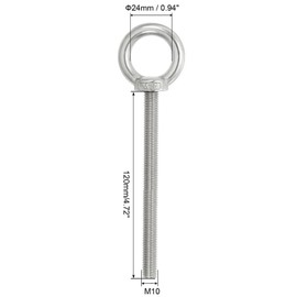 TA-VIGOR 2Pcs M10 x 120mm Lifting Long Eye Bolt, 304 Stainless Steel Wall Expansion Anchor Bolts, Masonry Concrete Screws Shoulder Eyebolt Lifting Ring with Nuts Washers for Hanging Hammock Article
