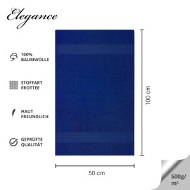 Class 4 Piece Terry Towel Set | Pack of 4 Hand Towels 50 x 100 cm | Terry Quality 500 g/m² | 100% Cotton with Border | Plain Royal Blue