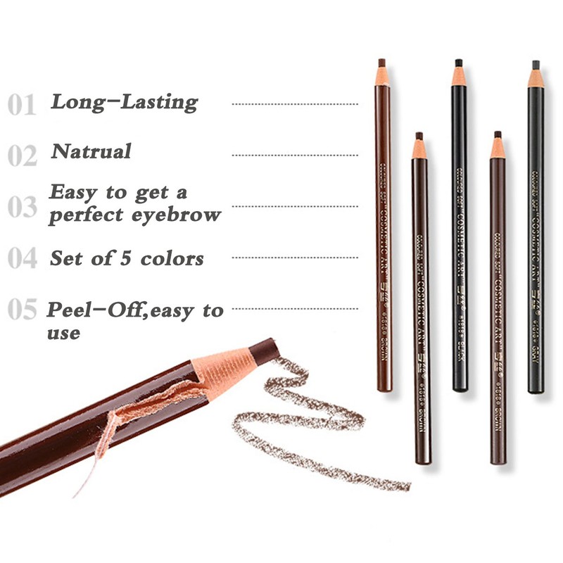 5 COLORS Set Eyebrow Pencil Drawing Eye Brow Pen Peel