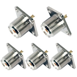Triswenic SO239 Connector UHF SO239 Female Panel Chassis Mount Connector 4-Hole Jack Flange(5 Pack)