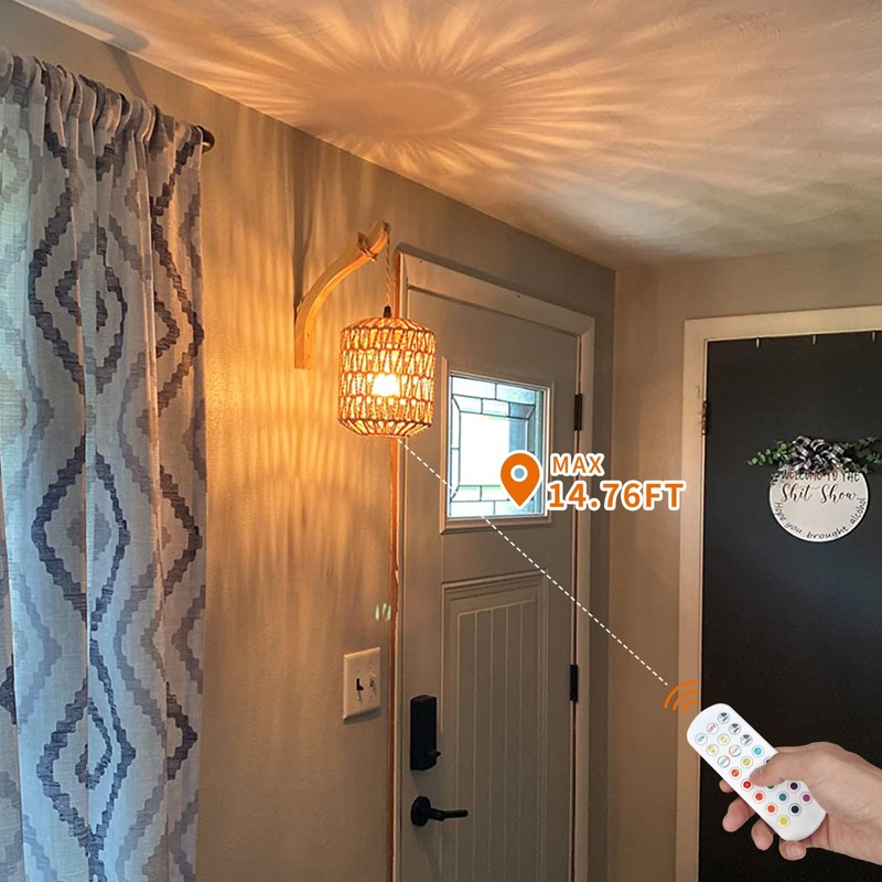 Frideko Boho Rechargeable Wall Sconces Set of Two with Remote,