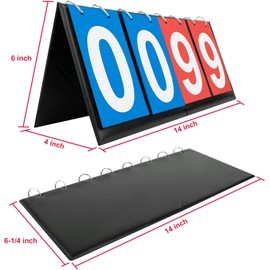 QHFlashbuy 4 Digit Scoreboard, Portable Scoreboard 0-99 Digit Flip Sport Scoreboard, Sports Scoreboard, Counting Board for Flipper, Volleyball, Basketball, Table Tennis