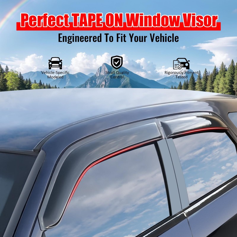 IKON MOTORSPORTS Tape on Window Visors Compatible with 2024-2026 Hyundai
