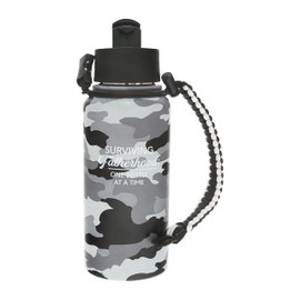 Pavilion - Surviving Fatherhood 32 oz. Stainless Steel Water Bottle, Reusable Leak Proof BPA-Free Flask for Sports, Camouflage Bottle, 1 Count, Gray
