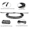 LUTAKU Morse Code Bracelets, Gifts for Men, Gunmetal Beads on