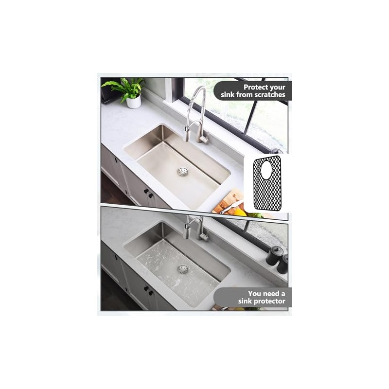 2 Pack Silicone Sink Protector for Kitchen Sink, Trellis Pattern