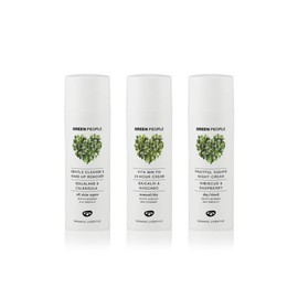 Green People, Heritage Beauty Trio Gift Set - Certified Organic Skincare Kit - Gentle on Sensitive Skin - Cruelty Free and Vegan Safe