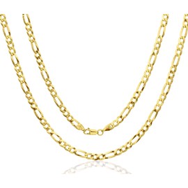 AKA Gioielli® - Figaro Chain 5 mm 18 K Gold Plated 925 Silver - Men's Women's Necklace Lengths: 45 50 55 60 cm, Gold Sterling Silver, No Gemstone