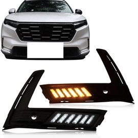 GEEGEETOP Switchback White/Amber Front Bumper Fog Daytime LED Running Light Sequential Turn Signal Feature Compatible with Honda CR-v CRV 2023-up LX EX Touring Fog Light Kit