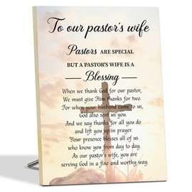 Pastor Wife Appreciation Gifts Wall Decor Desk Sign With Stand, Wooden Signs For Home, Christian Gifts Wooden Plaque For Living Room Wall Art- Pastors Are Special But A Pastor's Wife Is A Blessing -31