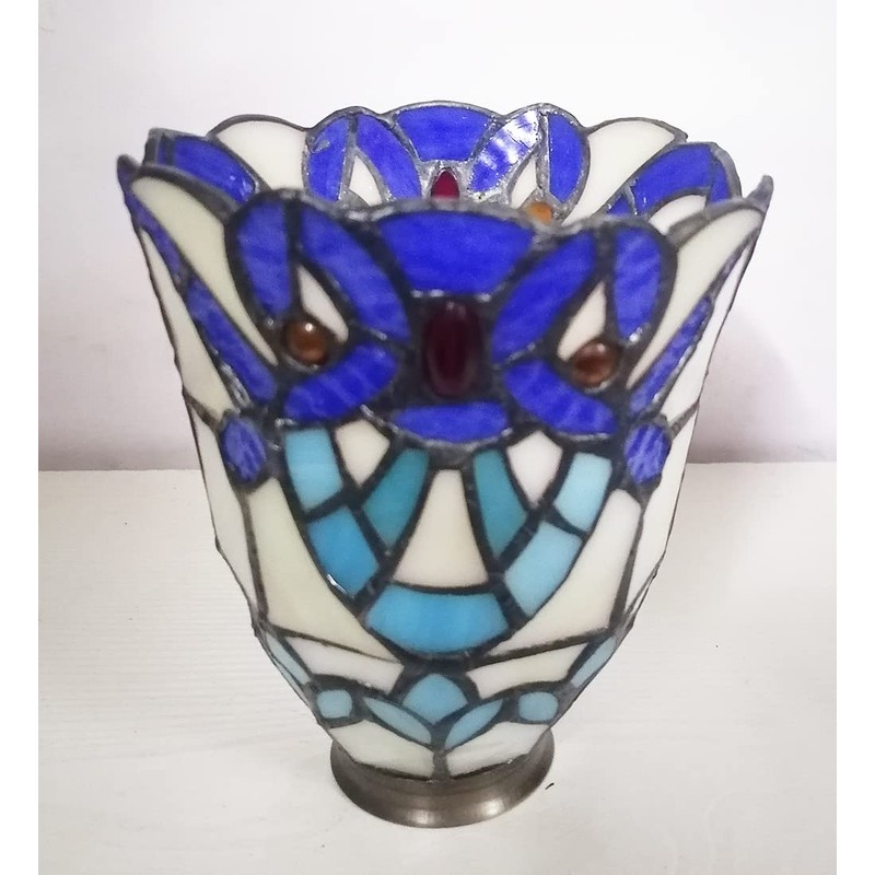 Tiffany glass lampshade, blue and white glass lampshade, baroque series