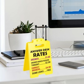 Hiagkmet Funny Answer Desk Rates Sign - Fun Desk Accessories for Work, Humorous Sarcastic Gifts for Coworkers, Employees, Teammate - Cool Things for Office Desk Accessories for Women Men
