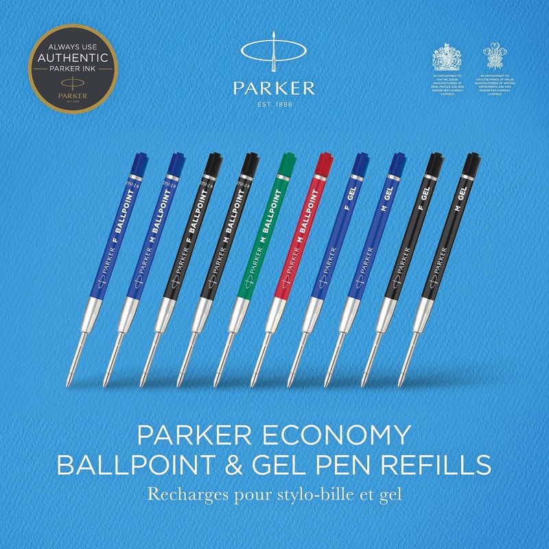 Parker Gel Pen Refill,Fine Tip (0.5mm), Black QUINK Ink, 2