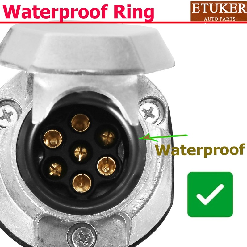 ETUKER 7Pin Pre-Wired Socket with 1.9M Cable,Towbar Socket Metal (7MZ)