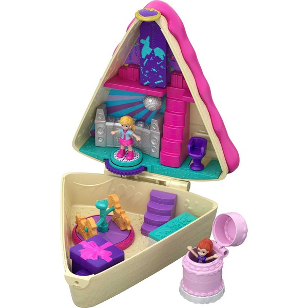 Polly Pocket Playset, Travel Toy with 2 Micro Dolls & 3 Accessories, Pocket World Birthday Cake Bash Compact