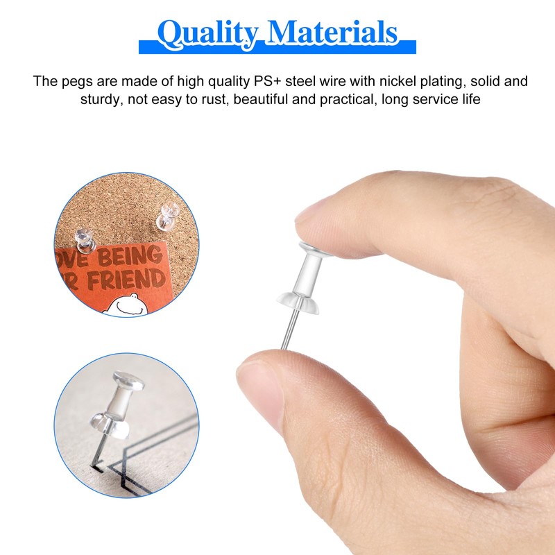 Moendergo 200 PCS Clear Push Pins,Drawing Pins with Clear Storage