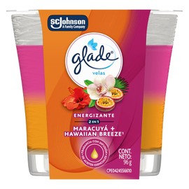 Glade, Vela Aromatizante Continuo, Aroma Maracuya + Hawaian Breeze, 96 g