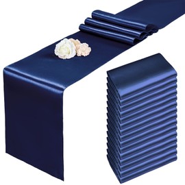 15 Pack Navy Blue Satin Table Runners 12 x 108 Inch Long Table Runners for Rectangle Round Tables,Smooth Satin Table Runner for Wedding,Birthday Party Banquets Graduation Engagements Decoration
