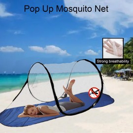 CMINGJ Large Pop Up Mosquito Tent, Portable Foldable Mosquito Net with Bottom for Bed Camping Travel Patio, Mosquito net Suitable for Outdoor Indoor (78 * 28 * 27inch) (Blue Bottom)