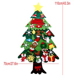 AWOCAN DIY Felt Christmas Tree Set Detachable Ornaments Door Wall Hanging Xmas DIY Christmas Tree Christmas Decorations for Xmas Party (Green-1)