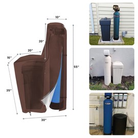 Covers & All Water Softener Tank Cover Outdoor, Waterproof, Anti UV & Tear Proof Brine Tank Cover with Handle, Zippers & Air Vents (55" H x 30" W x 16" D Inches, Coffee)