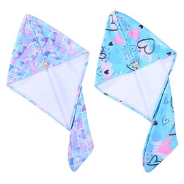 Baluue 2pcs Microfiber Hair Drying Towels Super Absorbent Printing Wraps for Quick Drying Lightweight Hair Caps for Spa Gym and Travel Heart