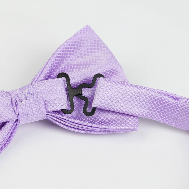 Alizeal Mens Solid Mini Squares Formal Banded Bow Ties (Lilac)