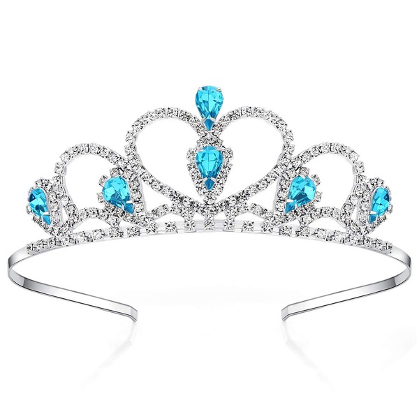 Lovelyshop Blue Gems Rhinestone Tiara for Little Kid Big Kid Prom Birthday Prinecess Crown