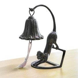 DreamsEden Cat Sculpture Bell, Cast Iron Decorative Call Bell Church Bell Dinner Bell for Desktop Tabletop
