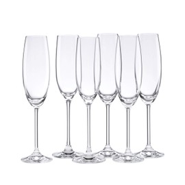 Lenox Champagne Flutes, Tuscany Classics 8 Oz Champagne Glasses Set of 6, 1.5 x 10-inch, Clear European Glass, Stemware, Dishwasher Safe, Wedding Decor, New Years, 8 Oz Flute Glasses (6-Piece)