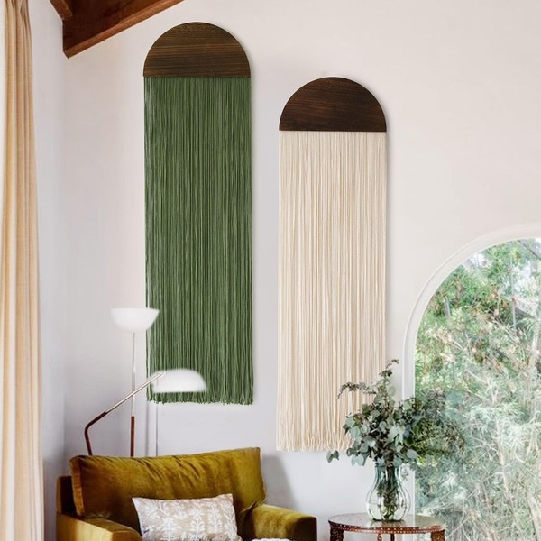 Flber 2 Pcs Macrame Wall Hanging Boho Decor Wall Tapestry