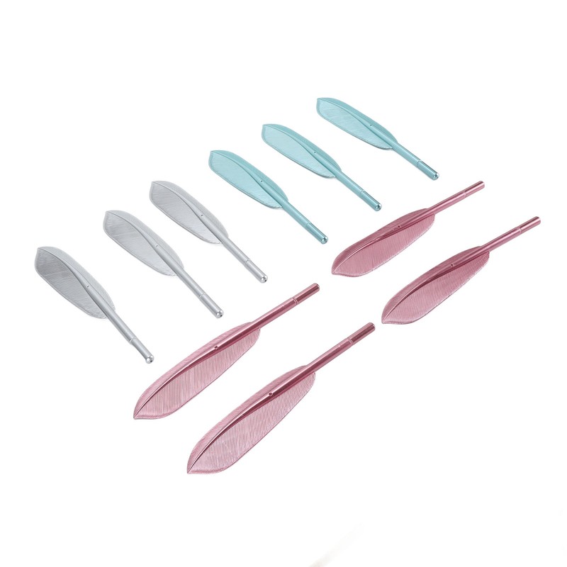 10Pcs Feather Pens Kids Ballpoint Pen Set ABS Plastic Office