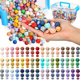 Hotop 624 Pcs Silicone Beads for Keychain Making, 12 mm 14 mm 15 mm Silicone Beads Bulk 48 Morandi Colors Loose Small Beads for Bracelets Necklaces Beads Jewelry Making DIY Crafts Accessories
