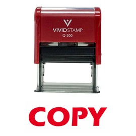 Vivid Stamp Copy Self Inking Rubber Stamp - Medium - 9/16" x 1-1/2", Red