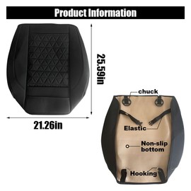 GLSOWEE Leather Car Seat Cover, Auto Front Bottom Seat Cover Luxury Car Seat Protector Anti-Slip Waterproof Cushion Cover with Storage Pocket, for Most Cars, Trucks, SUVs (Black)