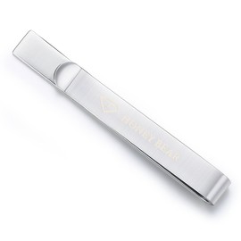 Honey Bear Mens Initial Alphabet Letter Tie Clip Bar - Normal Size Stainless Steel For Business Wedding Gift,5.4cm,Brushed Silver with Black A - Z (J)