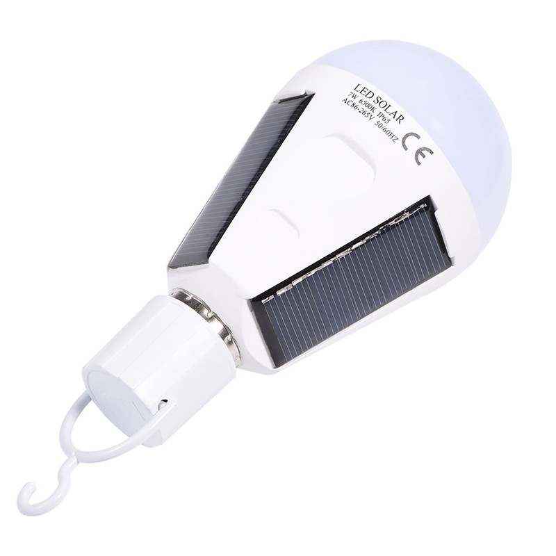 Solar Panel LED Light Bulb Portable Waterproof Indoor/Outdoor Hiking Camping