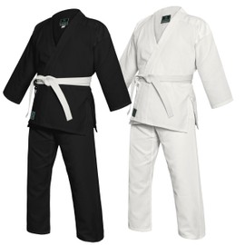 Agile Dragon Karate Uniform for Kids & Adults Lightweight Student Karate Gi Martial Arts Uniform black with Belt (Black, 1)