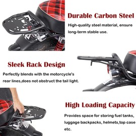 TECTEK Motorcycle Rear Luggage Rack Compatible with Monkey 125(JB02/JB03) Z125 2018-2024 Steel Cargo Carrier Storage Rack Monkey Accessories, Black