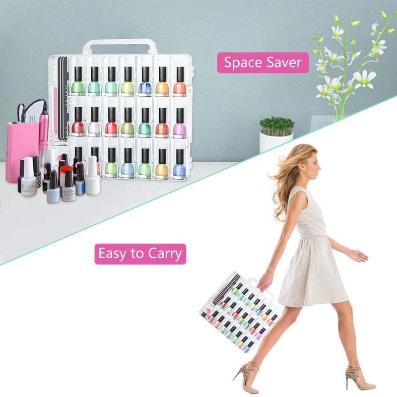 JIASHENG Two Nail Polish Organizer Case Holders, 48 Bottles Universal