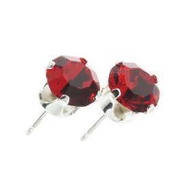 pewterhooter Women's Sterling Silver Sparkling Light Siam Stud Earrings