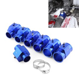 Universal Water Temperature Sensor Adapter Car Aluminum Water Temp Joint Pipe Hose Temperature Sensor Adapter Blue (28MM)