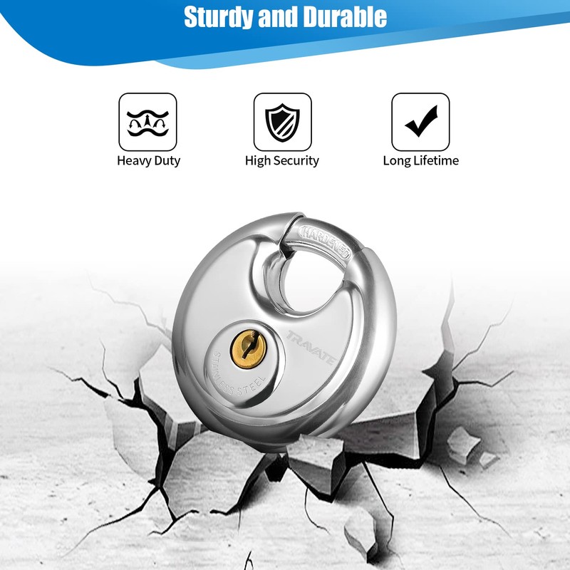 Travate Keyed Alike Disc Padlock, 6PCS Stainless Steel Discus Lock