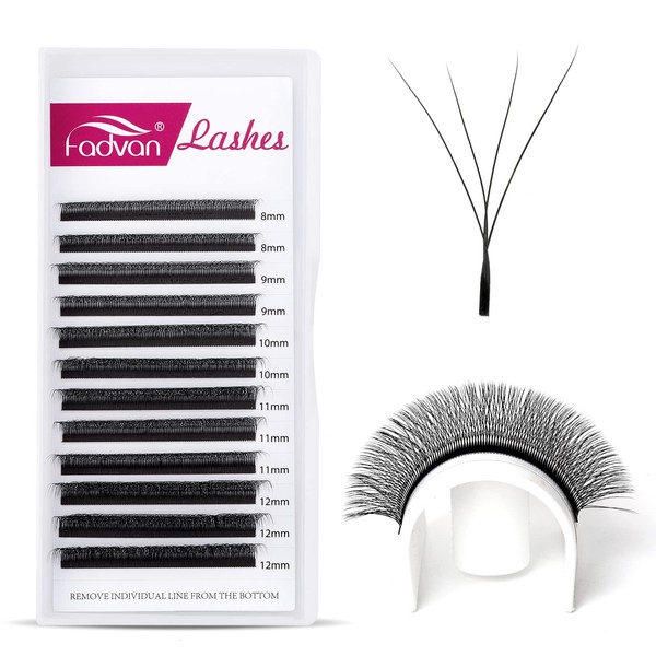 FADVAN 4D W-Shaped Volume Eyelashes, 0.07D Curl, 8-12 mm Mixed