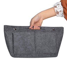 FRCOLOR Organizer Purse felt Insert Handbag Portable Large Capacity Handbag for Handbag Tote bag in bag organizer Makeup Sundries Holdder (Dark Grey)