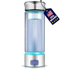 LevelUpWay Hydrogen Water Bottle - Advanced SPE/PEM Technology, Premium Borosilicate Glass, Made for Daily Hydration