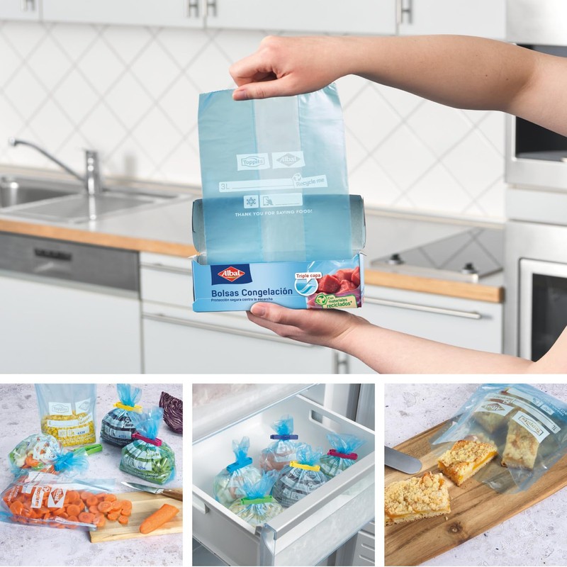 Albal Freezer Bags, 3 Litre, Made with 70% Recycled Materials,