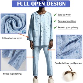WEEOATAR Patient Clothing Hospital Gowns,Bedridden Patient Pajamas,Tear Away Clothing Full Open,Easy to Wear with Side Zippers for Bedridden,Post Surgery,Incontinence and Disabled(Woman,Pink,M)